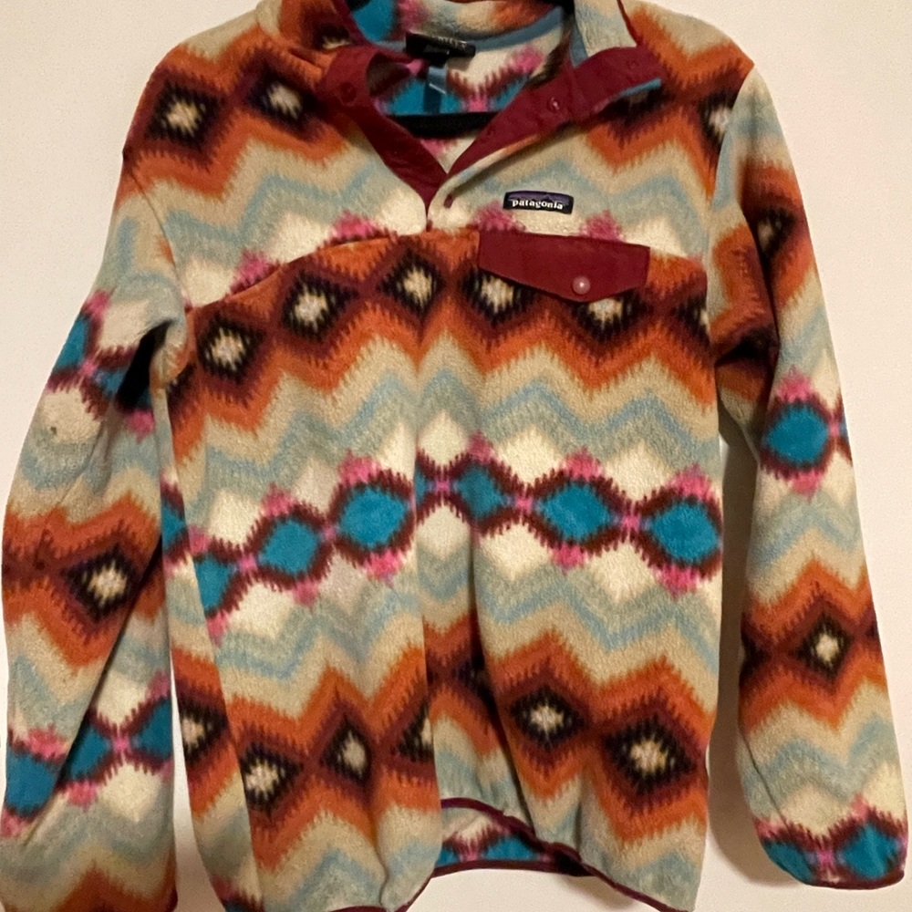 RARE PATAGONIA SYNCHILLA Wild Desert Beryl
Aztec Pullover Snap-T Fleece Jacket